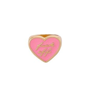 Pink Heart Ring with Gold Accents